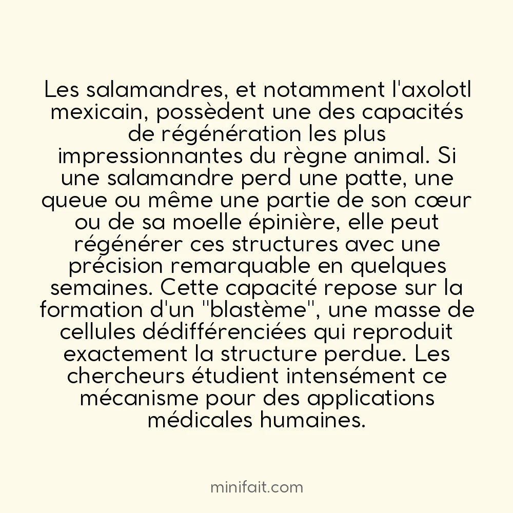 Les salamandres peuvent régénérer leurs membres