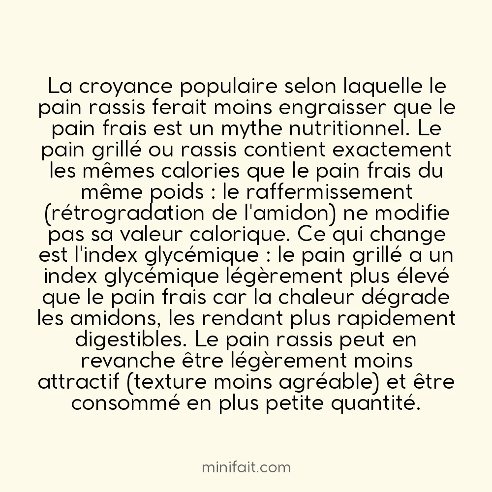 Le pain rassis ne fait pas plus engraisser que le pain frais