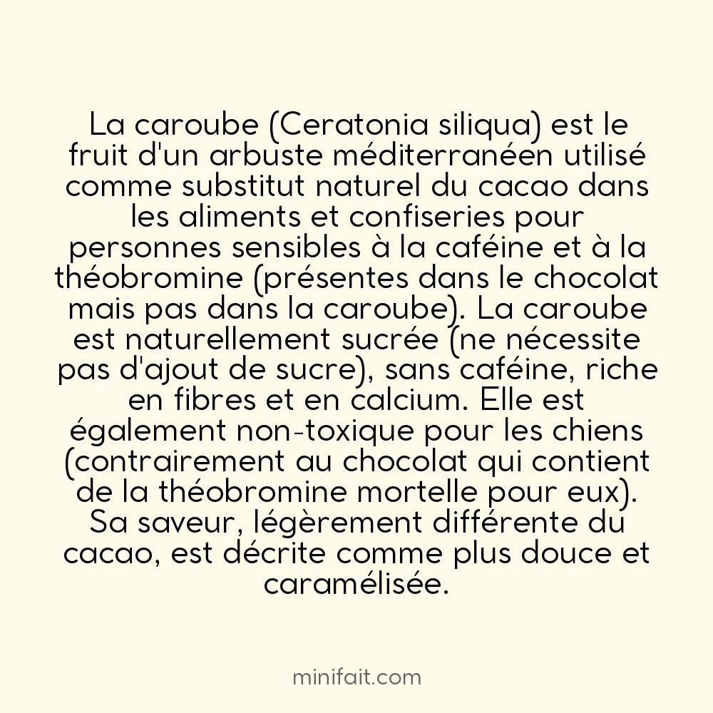 La caroube est utilisée comme substitut du cacao sans les inconvénients