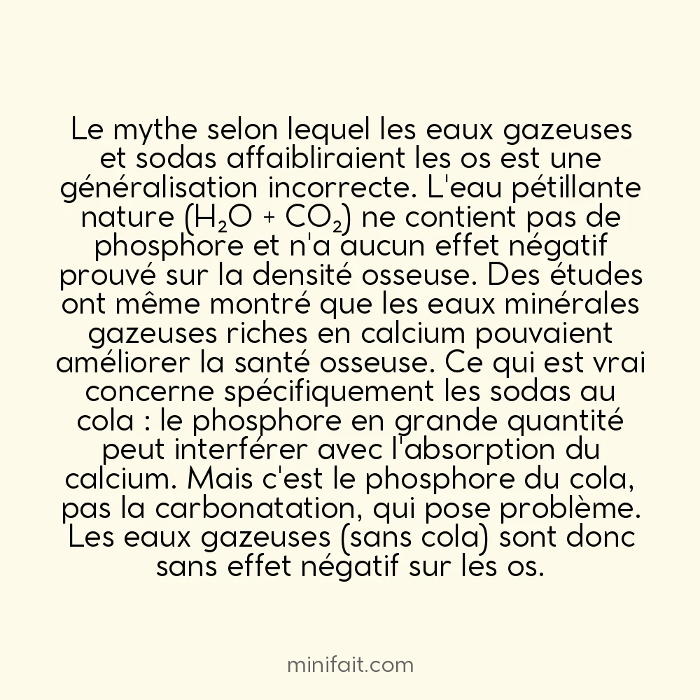 L&rsquo;eau gazeuse ne provoque pas d&rsquo;ostéoporose