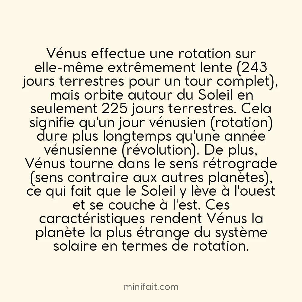 Une journée sur Vénus est plus longue qu&rsquo;une année sur Vénus