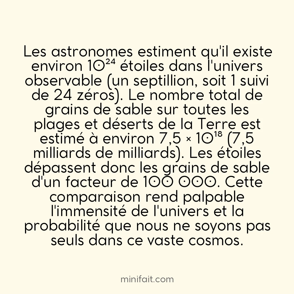 Il y a plus d&rsquo;étoiles dans l&rsquo;univers que de grains de sable sur Terre