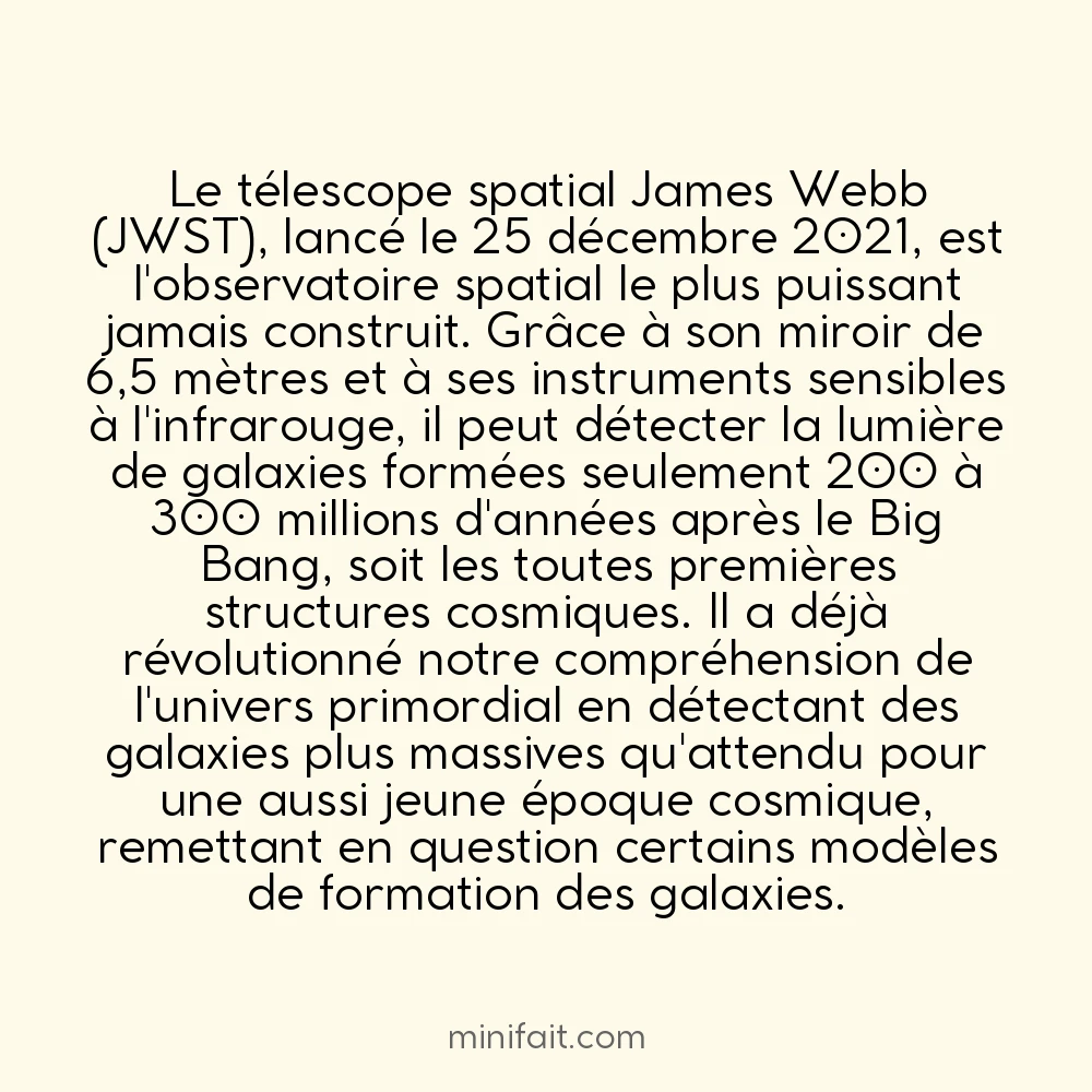 Le télescope James Webb peut observer des galaxies formées 200 millions d&rsquo;ans après le Big Bang