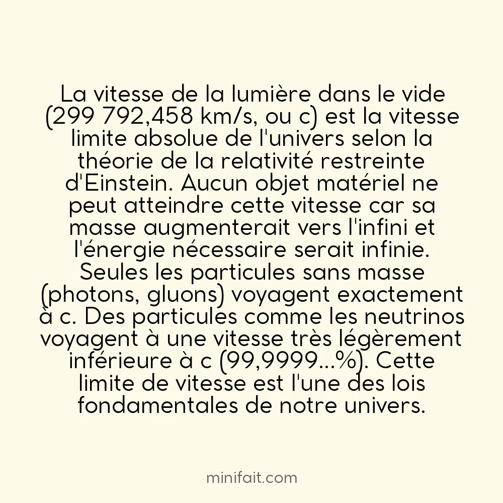 La lumière est la seule chose dans l&rsquo;univers à voyager à la vitesse de la lumière
