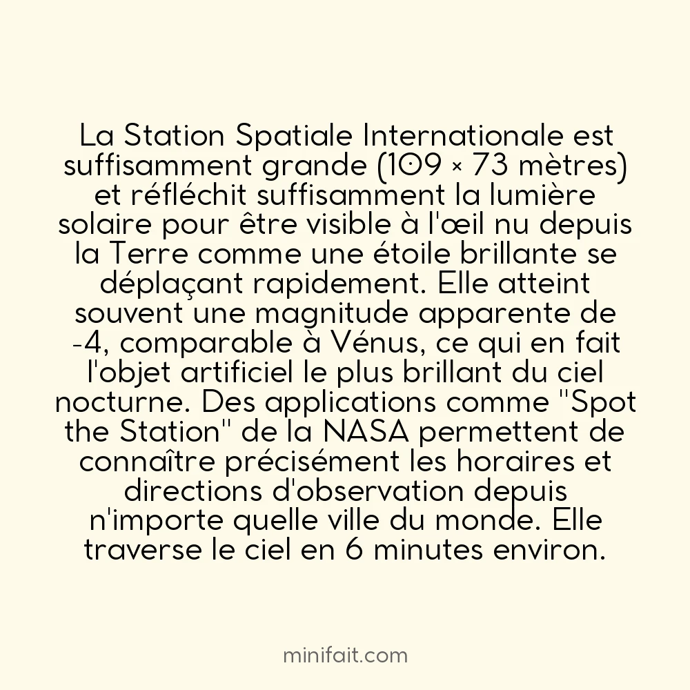 L&rsquo;ISS est visible à l&rsquo;œil nu depuis la Terre