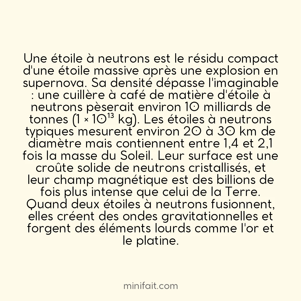 Les étoiles à neutrons sont les objets les plus denses de l&rsquo;univers après les trous noirs