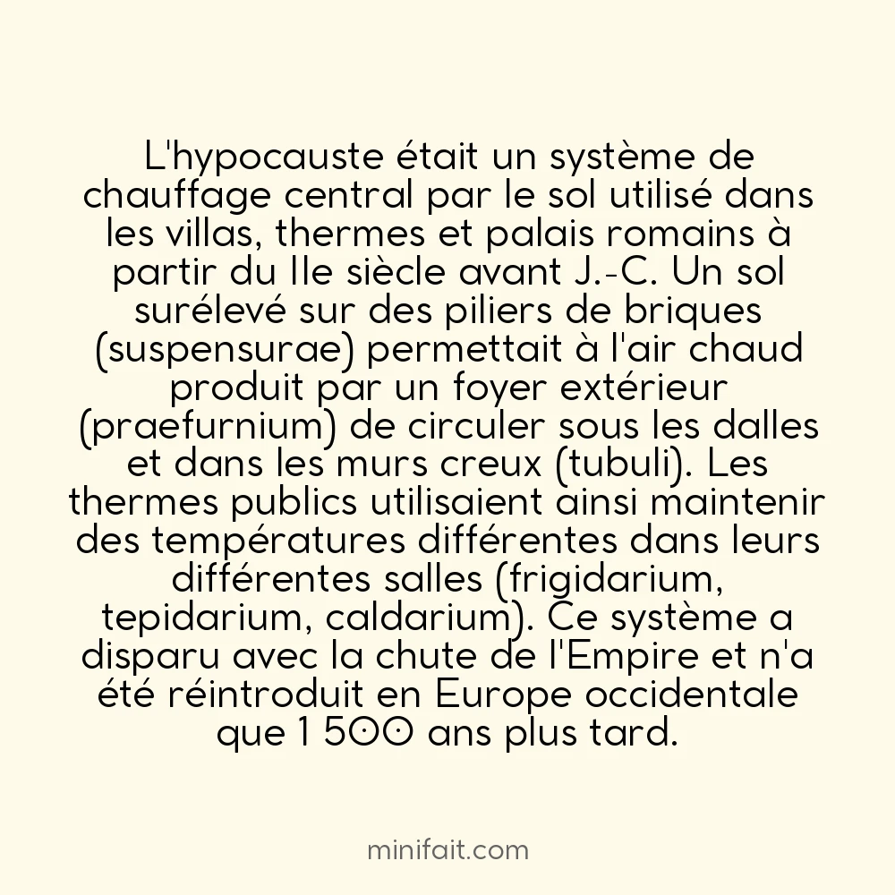 Les Romains avaient du chauffage central sous le sol