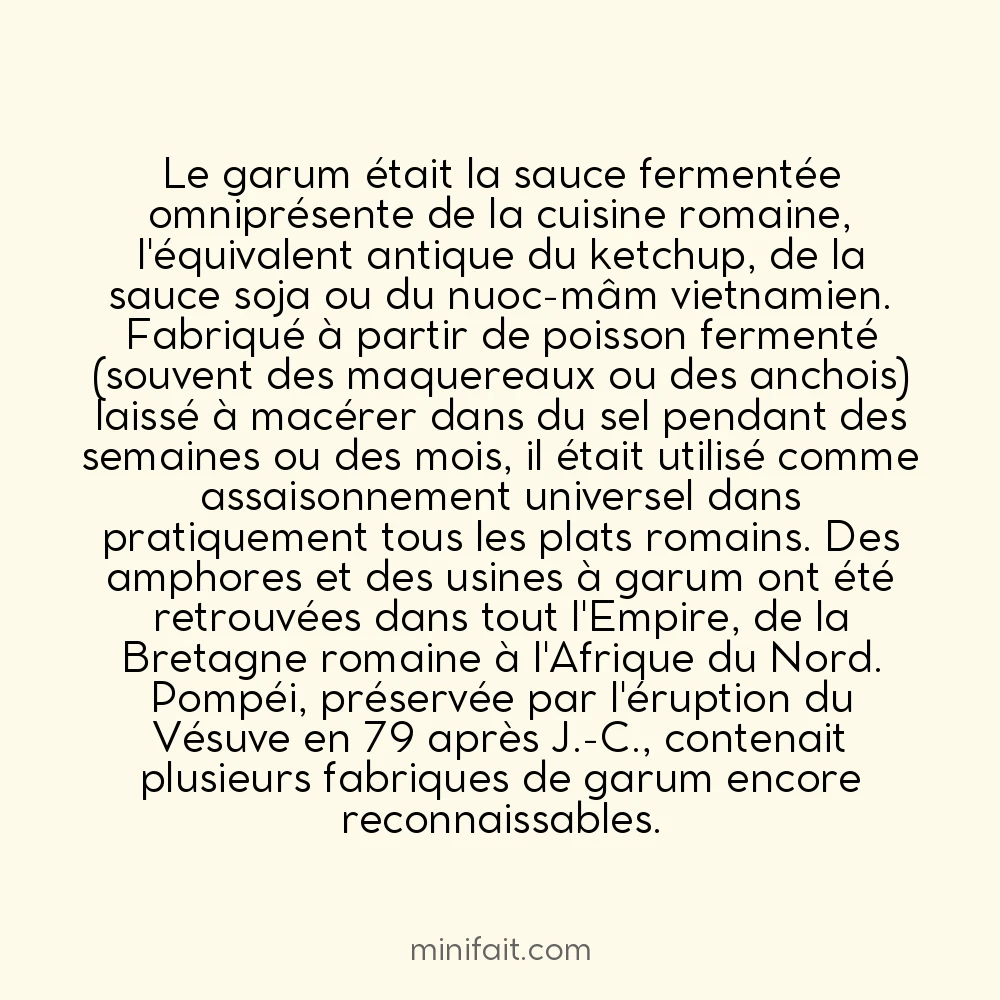 Les Romains utilisaient du garum comme ketchup