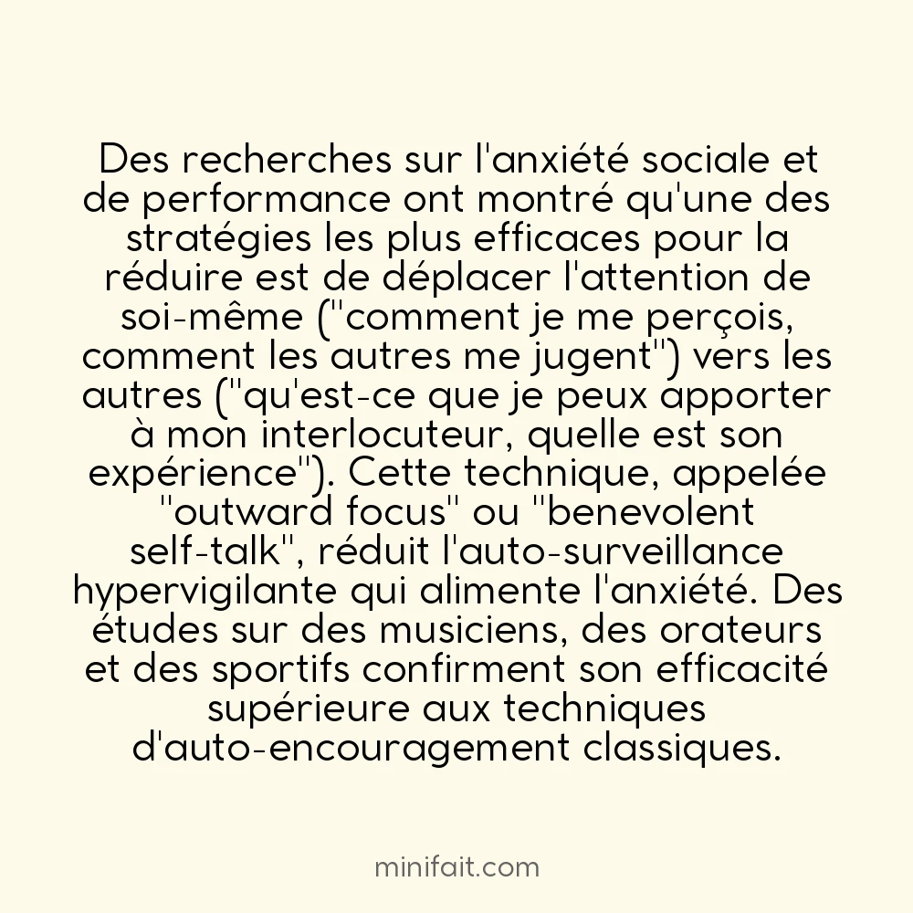 L&rsquo;anxiété de performance disparaît quand on se focalise sur autrui plutôt que sur soi