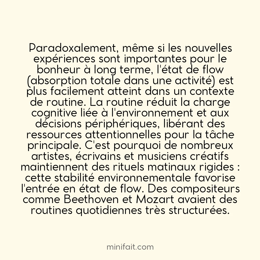L&rsquo;état de flow est atteint plus facilement dans une routine