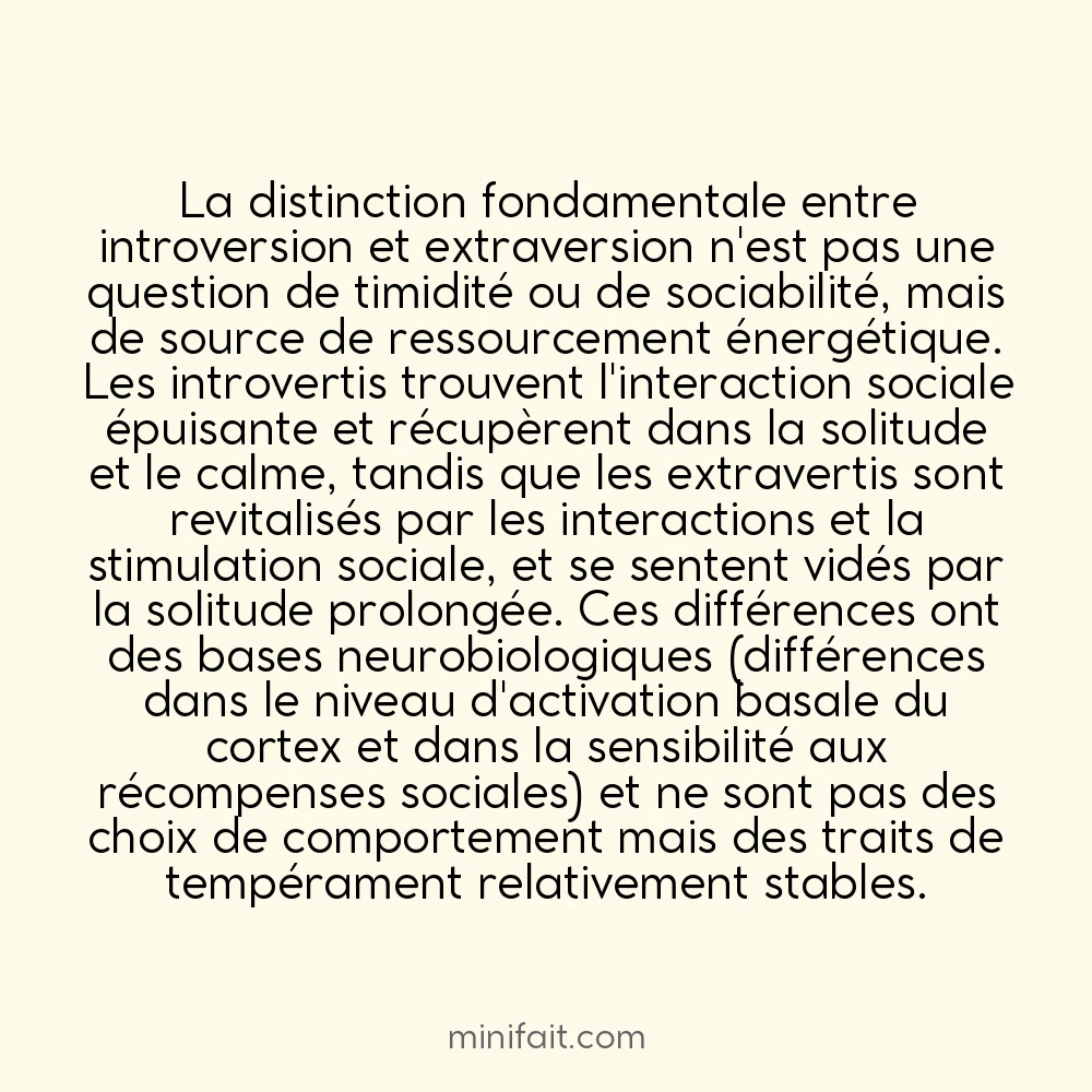 Les introvertis récupèrent de l&rsquo;énergie dans la solitude, les extravertis dans la compagnie