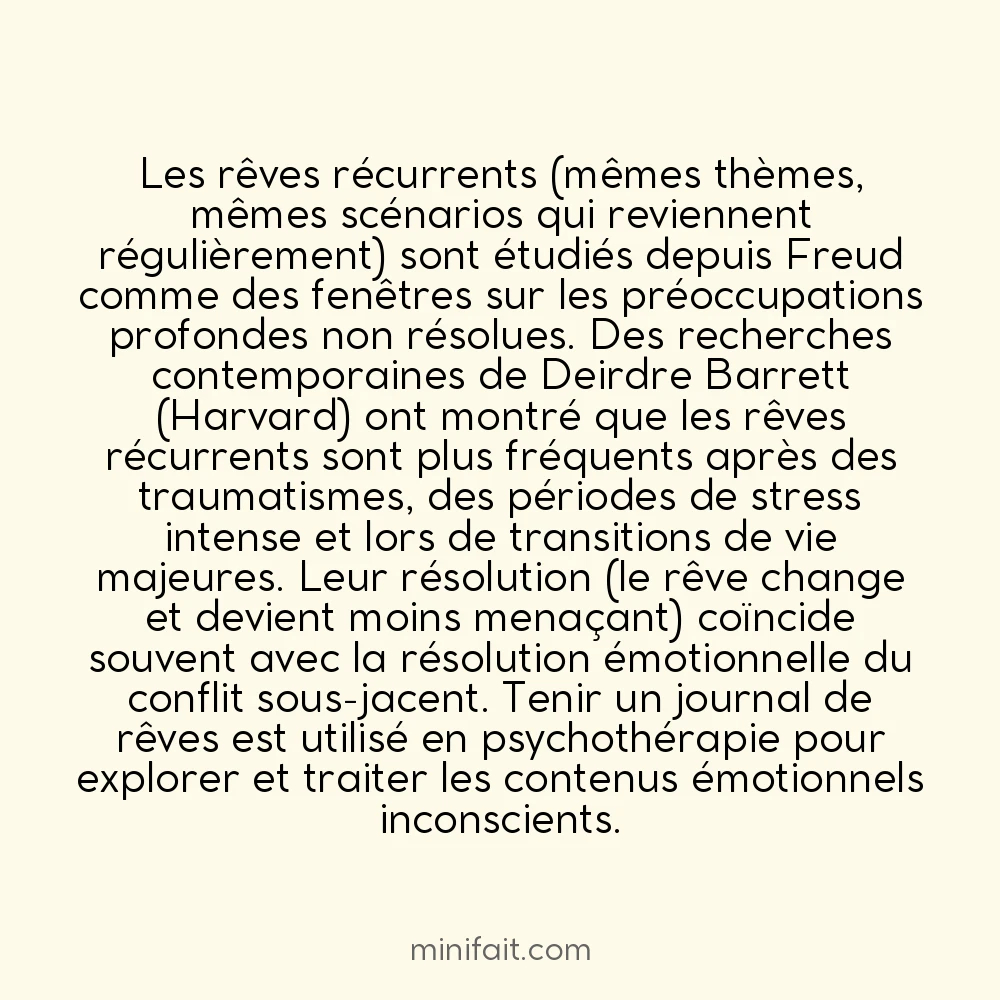 Les rêves récurrents reflètent des conflits émotionnels non résolus