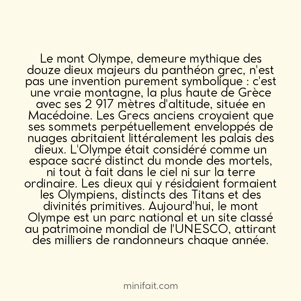 L&rsquo;Olympe des dieux grecs était un vrai mont en Grèce de 2917 mètres