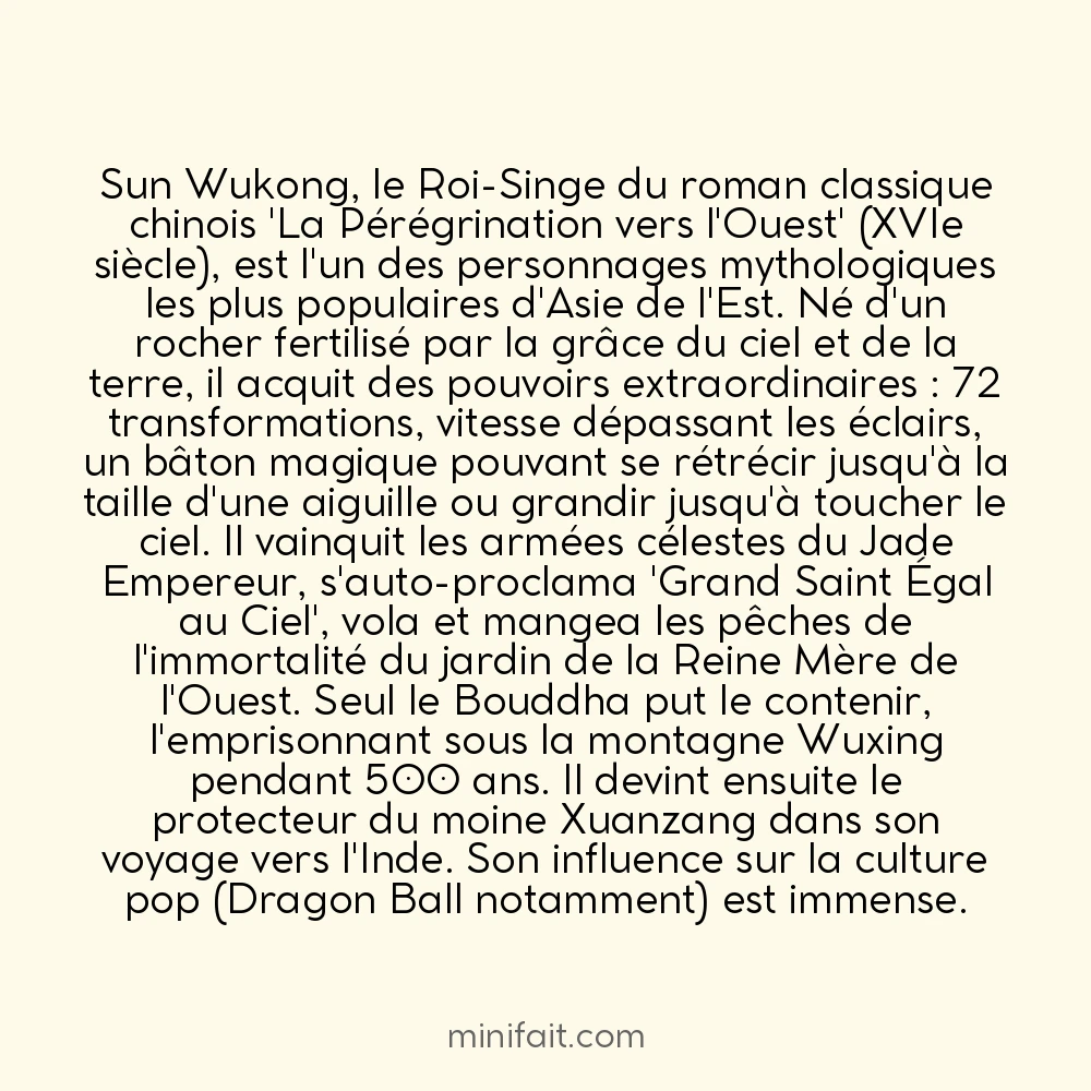 Sun Wukong le roi-singe était si puissant que ni les dieux ni les démons ne pouvaient le vaincre