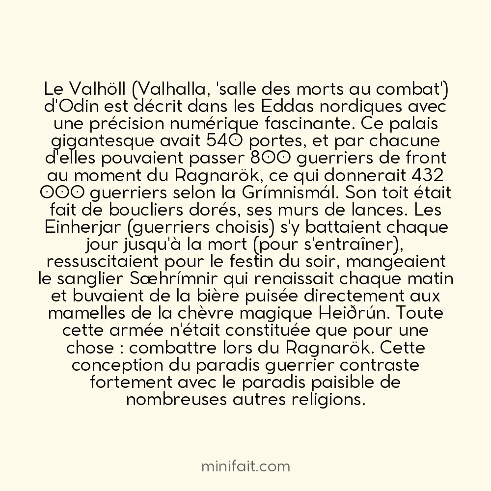 Le Valhalla nordique pouvait accueillir 540 000 guerriers dans ses 540 portes
