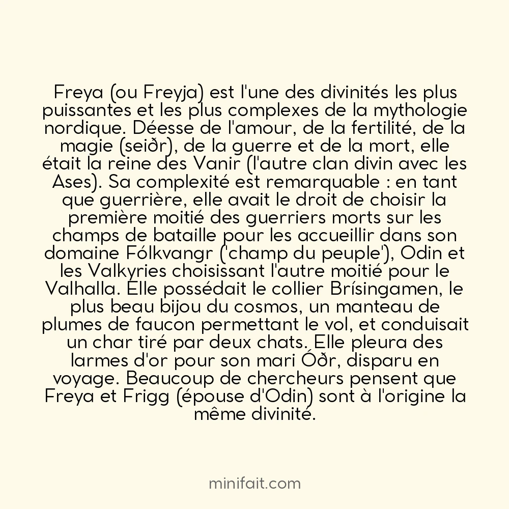 Freya déesse nordique de l&rsquo;amour avait aussi le droit de choisir la moitié des guerriers morts