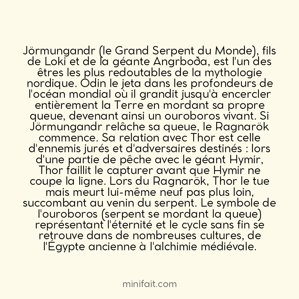 Le serpent Jörmungandr est si grand qu&rsquo;il encercle la Terre entière en mordant sa propre queue