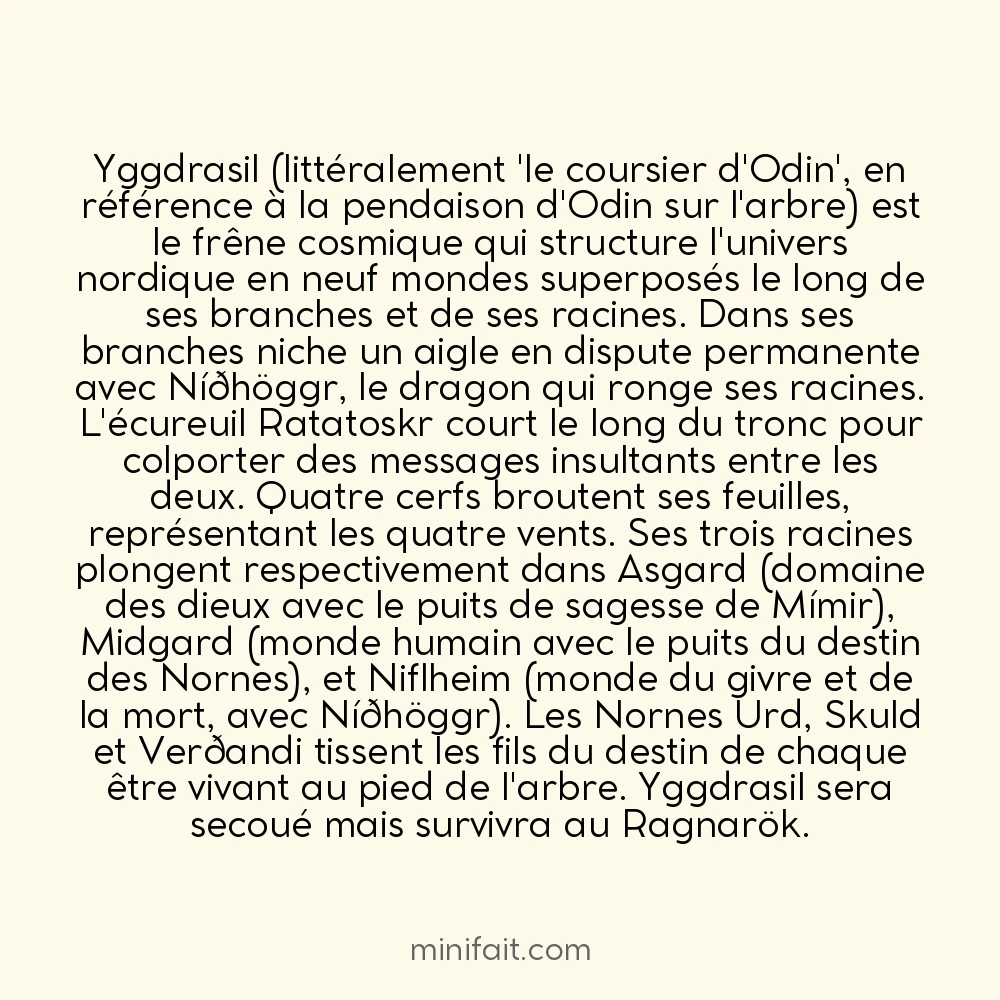 Yggdrasil l&rsquo;arbre-monde nordique contient neuf mondes et est rongé en permanence