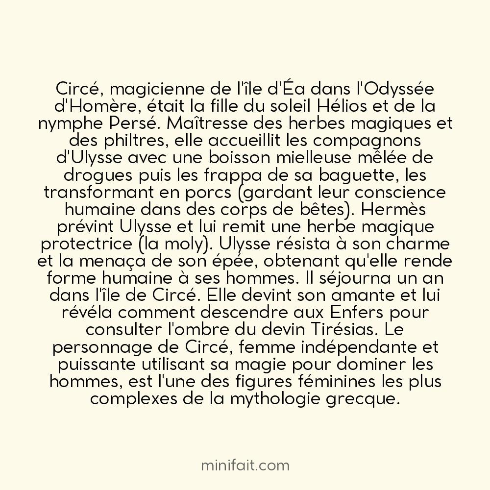 Circé la magicienne transforma les compagnons d&rsquo;Ulysse en porcs avec une boisson enchantée