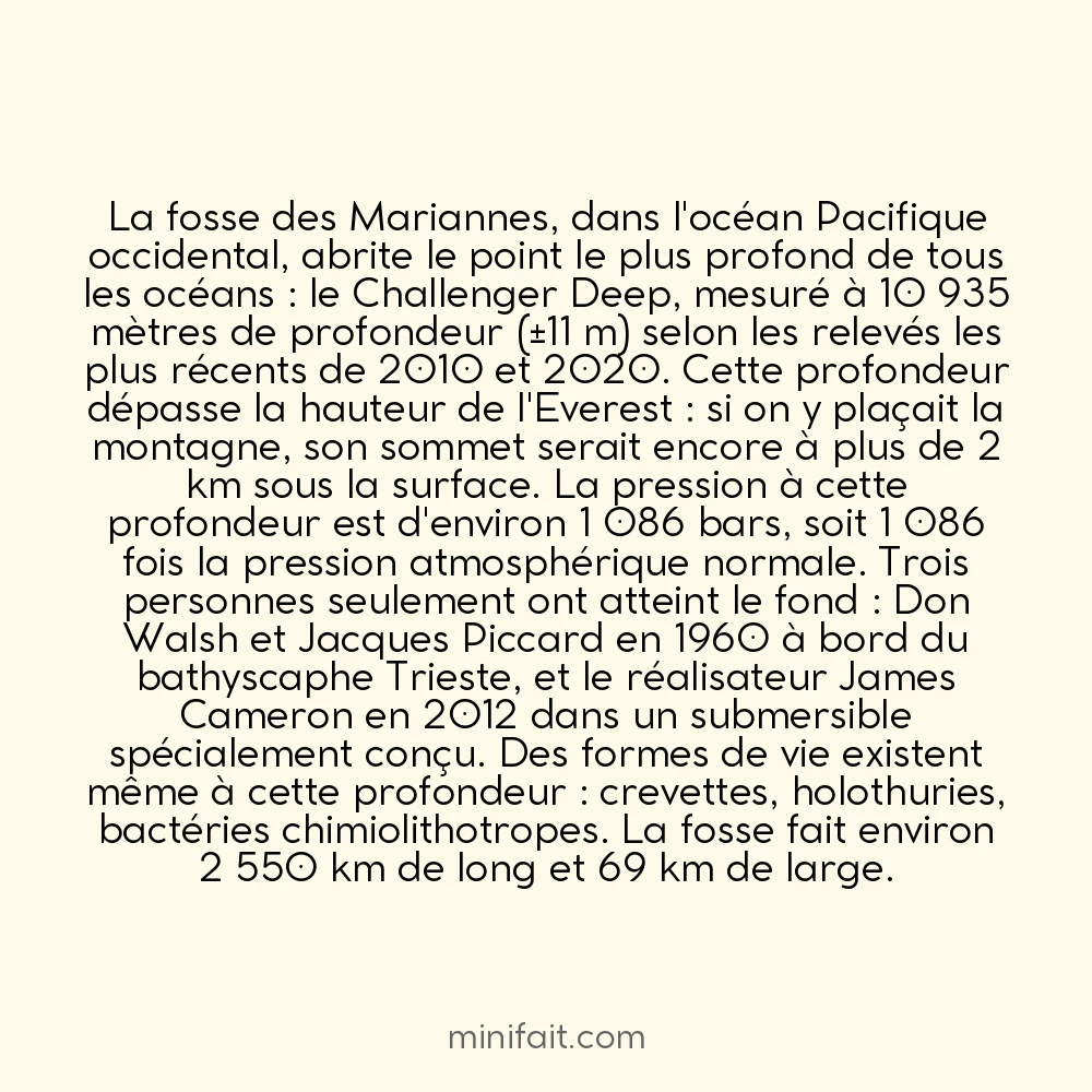 L&rsquo;océan le plus profond atteint 10 935 mètres dans le Pacifique