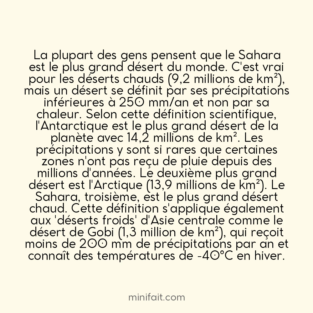 Le plus grand désert du monde n&rsquo;est pas le Sahara mais l&rsquo;Antarctique