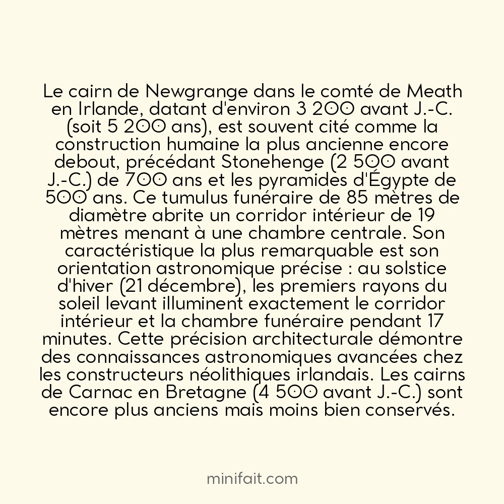 La construction la plus ancienne encore debout au monde est un dolmen irlandais de 5 800 ans
