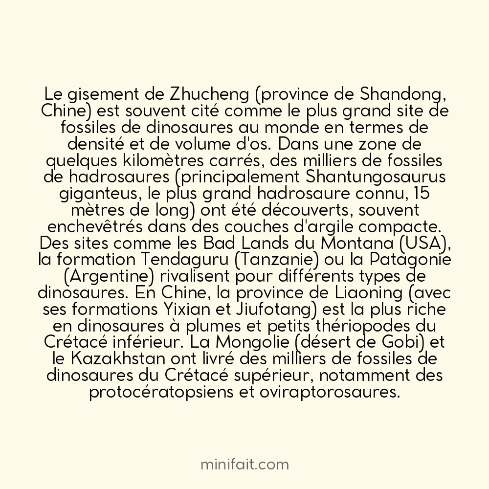 Le plus grand site de fossiles de dinosaures au monde se trouve en Chine