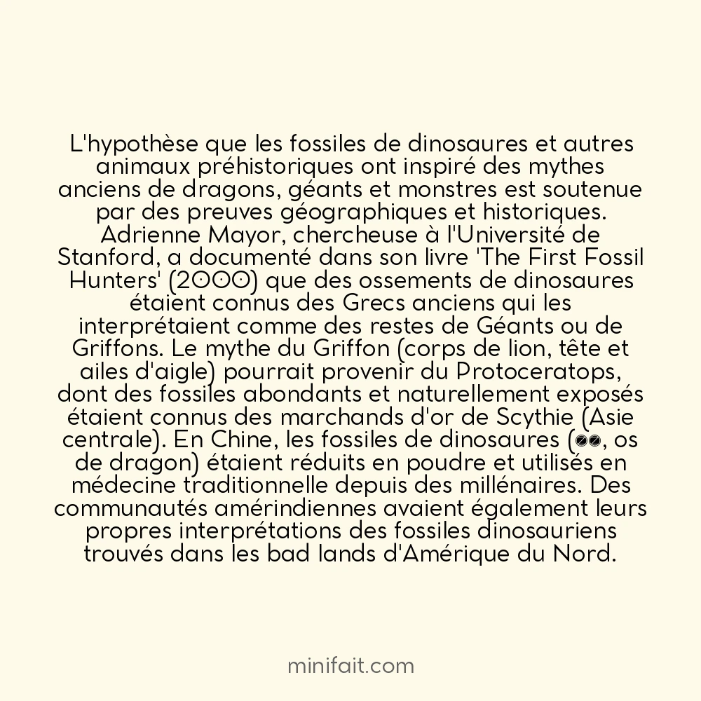 Des fossiles de dinosaures ont inspiré les mythes de dragons et de géants dans l&rsquo;Antiquité