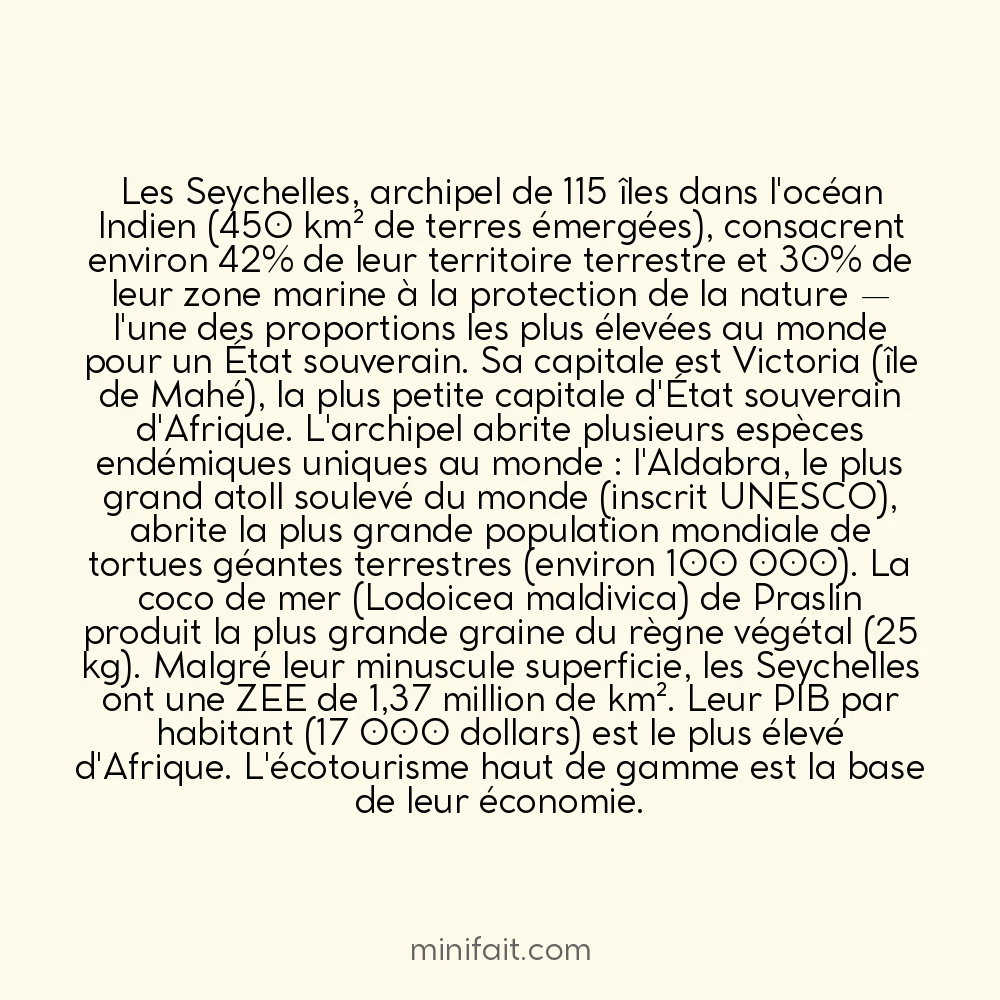 Les Seychelles sont l&rsquo;archipel avec la plus grande proportion de réserves naturelles