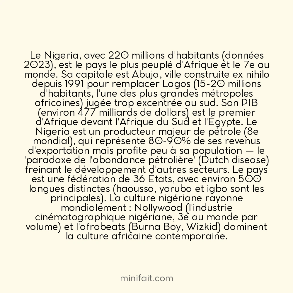 Le Nigeria est l&rsquo;économie la plus grande d&rsquo;Afrique et sa population la plus grande