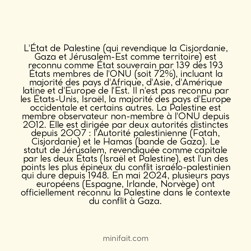 La Palestine est reconnue comme État par 139 pays membres de l&rsquo;ONU